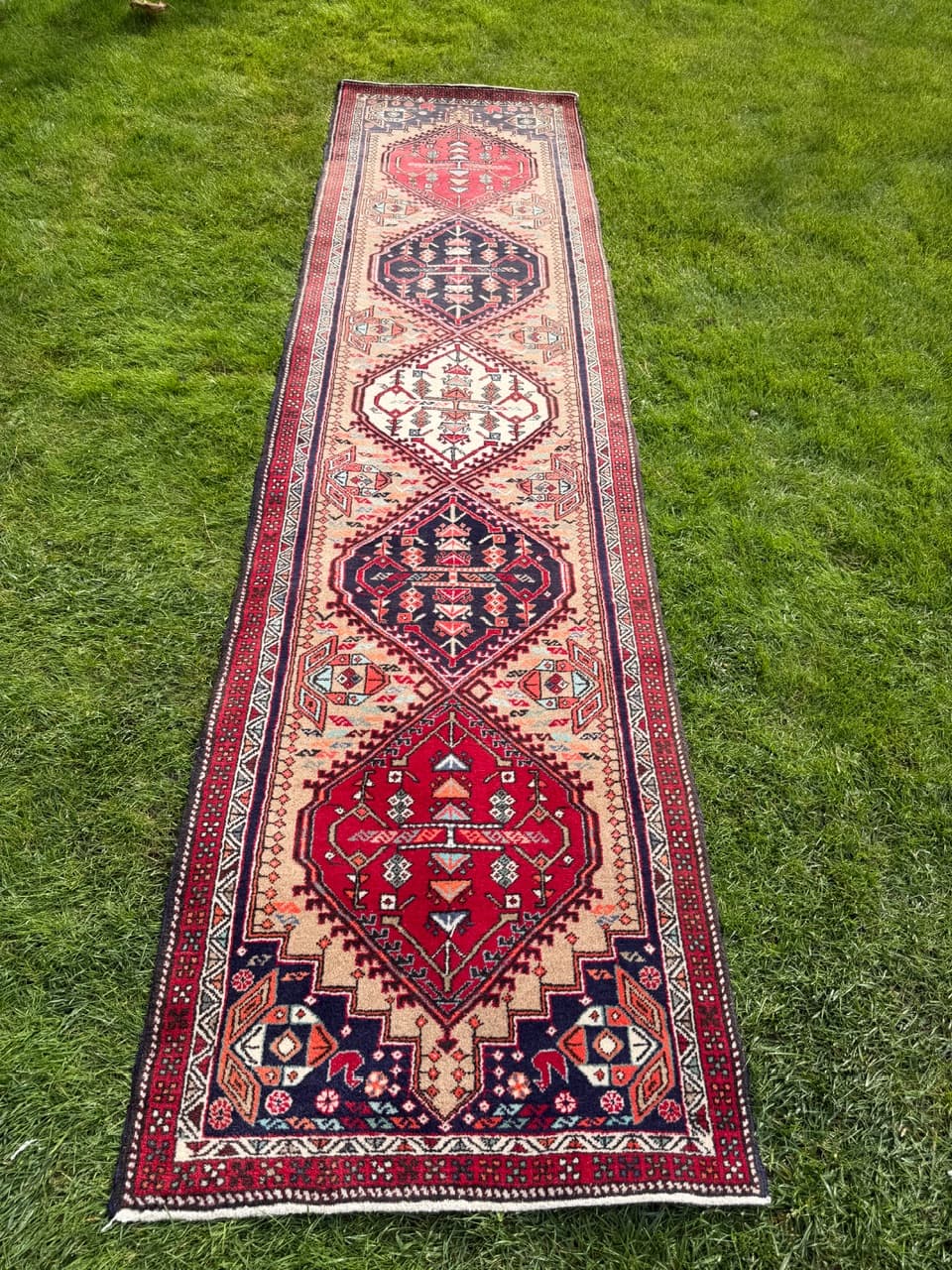 Runner Hamadan 315x80 cm, multicolor wool, Iran, 1990s. - 195365