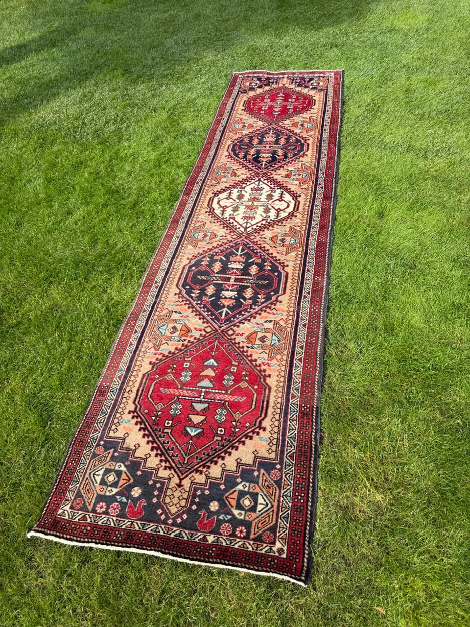 Runner Hamadan 315x80 cm, multicolor wool, Iran, 1990s. - 195362