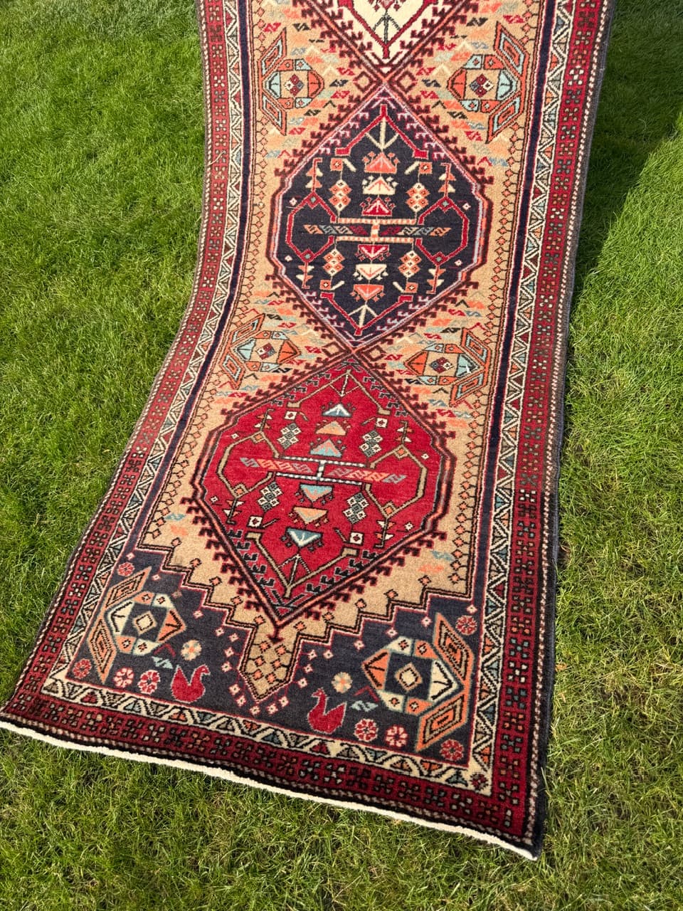 Runner Hamadan 315x80 cm, multicolor wool, Iran, 1990s. - 195354