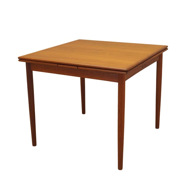 Dining Table, medium brown teak, Denmark, 1970s. - DIMENSION