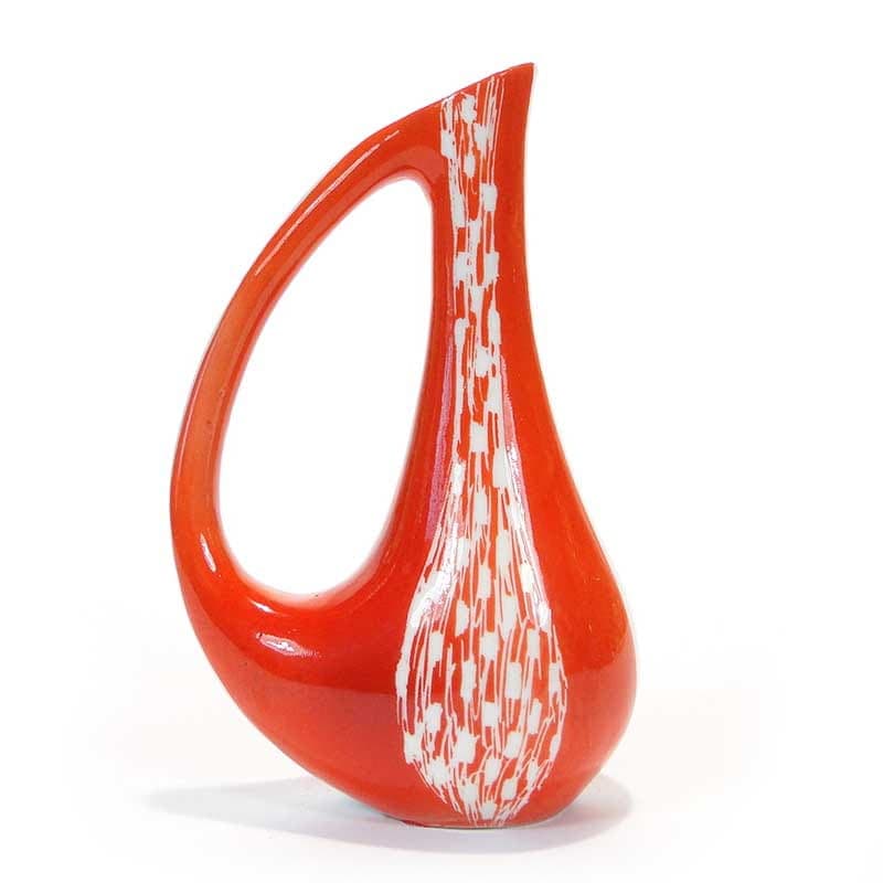 Pitcher Pop Art, orange porcelain, Steatyt, Poland, 1960s