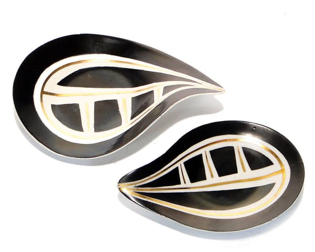 Para pater, czarny, porcelana, proj. A. Chmiel, Steatyt, Polska, lata 60. - WYMIARY