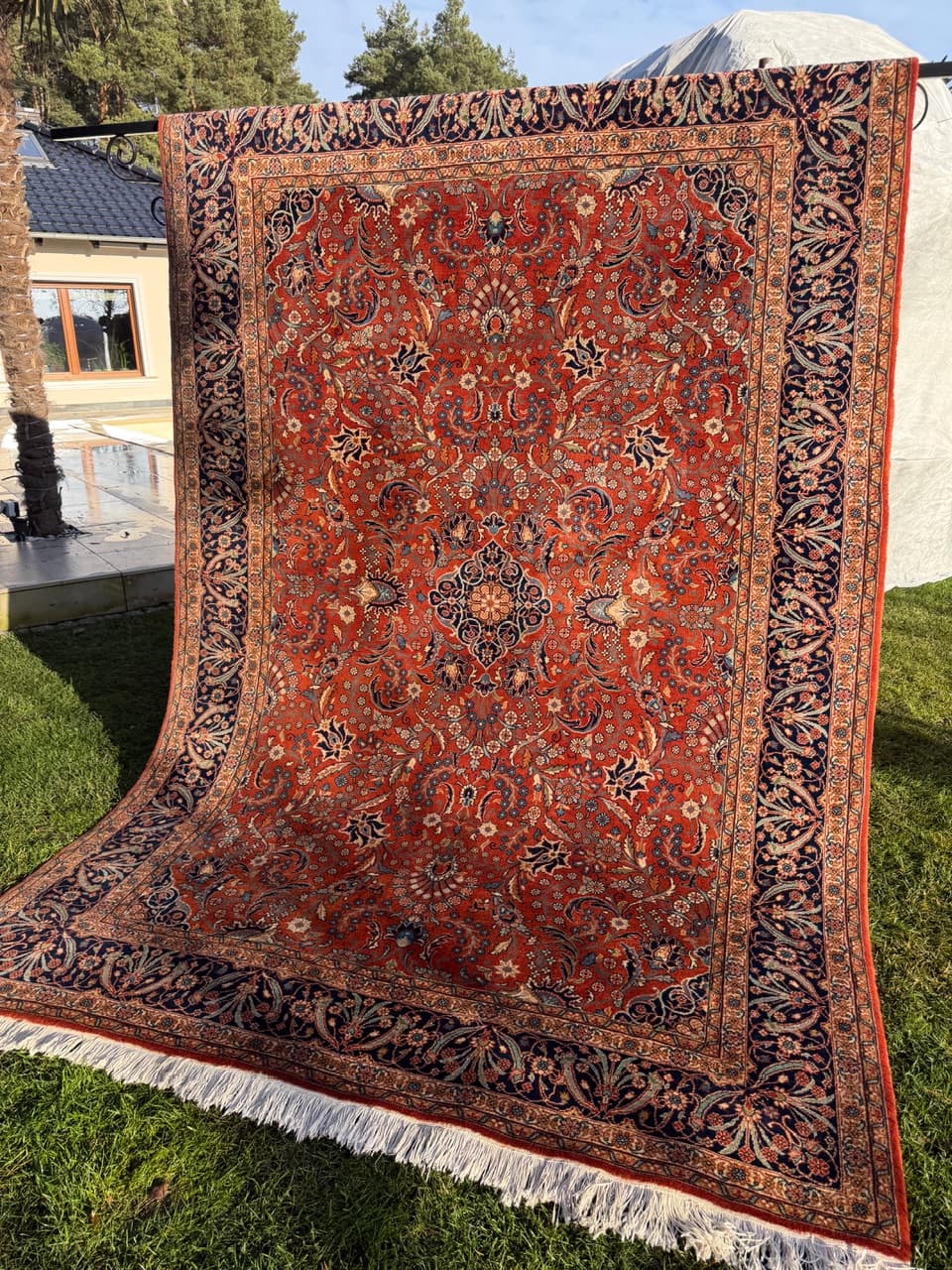 Dywan Indo Ispahan 315x200 cm, czerwony, wełna kaszmirowa, Indie - 195643