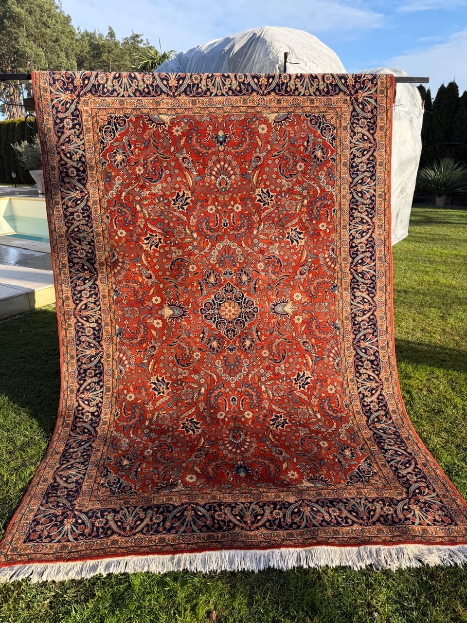 Dywan Indo Ispahan 315x200 cm, czerwony, wełna kaszmirowa, Indie - 195642