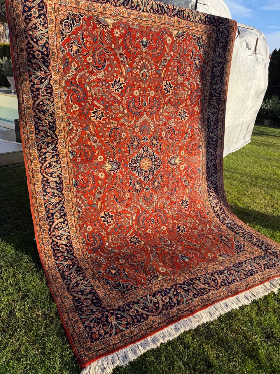 Dywan Indo Ispahan 315x200 cm, czerwony, wełna kaszmirowa, Indie - 195653