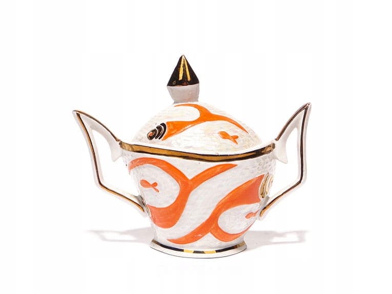 Sugar Bowl, Pop Art, ivory white porcelain, Steatyt, Poland, 1960s. - 195658