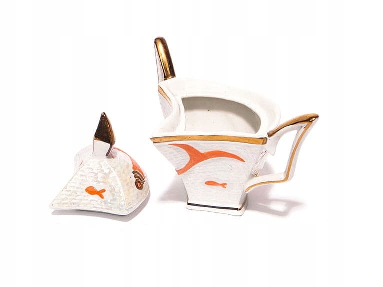 Sugar Bowl, Pop Art, ivory white porcelain, Steatyt, Poland, 1960s. - 195657