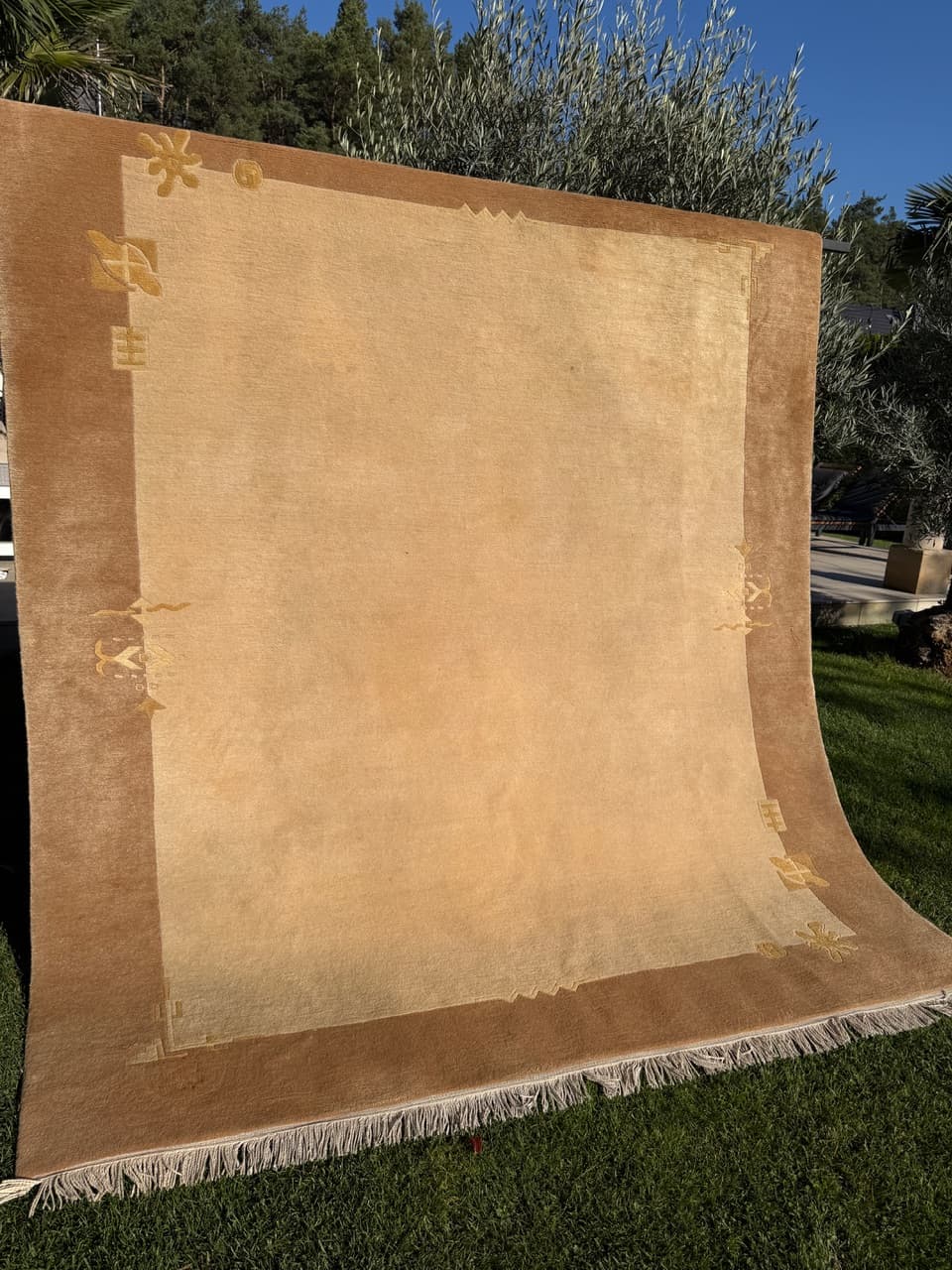 Dywan Art Deco 300x250 cm, beżowy, wełna, Nepal - 195669