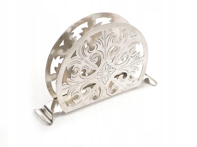 Serwetnik wachlarzowy, srebrny, mosiądz, Fraget, Polska, lata 30.