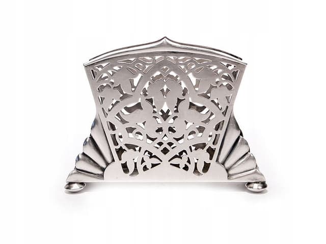 Serwetnik Art Deco, mosiądz platerowany srebrny, Bracia Henneberg, Polska, lata 30. - WYMIARY