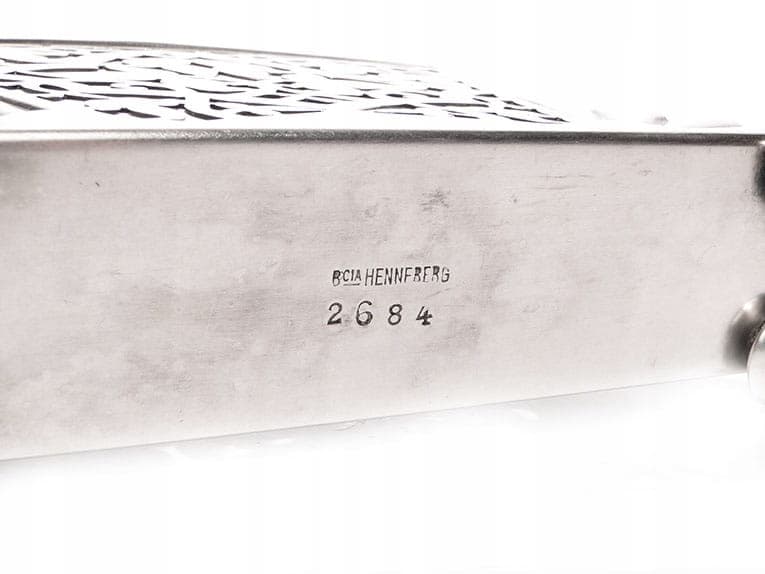 Serwetnik Art Deco, mosiądz platerowany srebrny, Bracia Henneberg, Polska, lata 30. - 195718