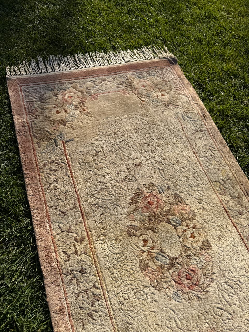 Dywan Pekiński 155x70 cm, jedwab beżowy, Chiny - 195820