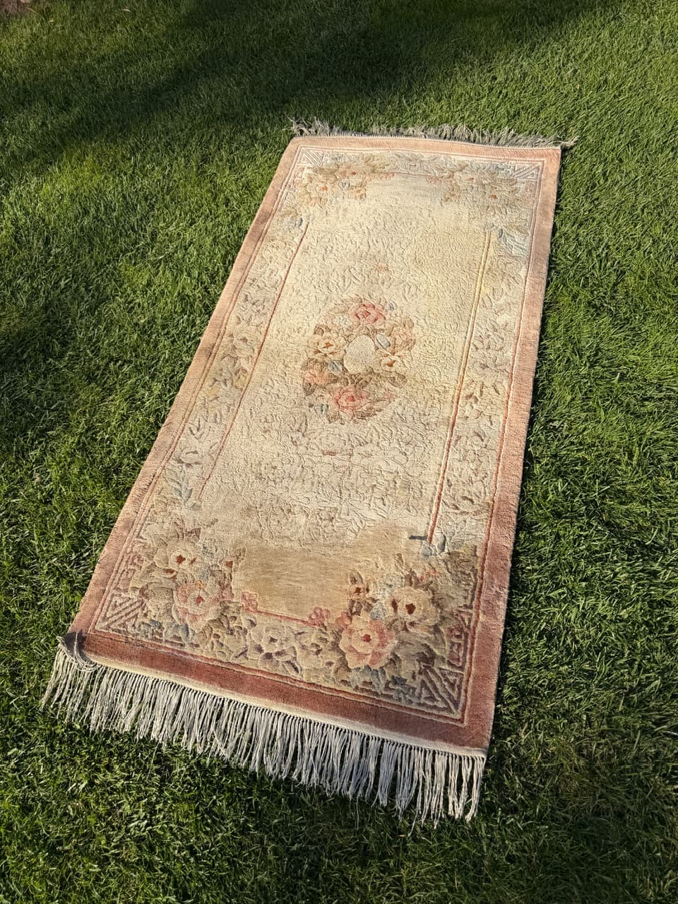 Dywan Pekiński 155x70 cm, jedwab beżowy, Chiny - 195814