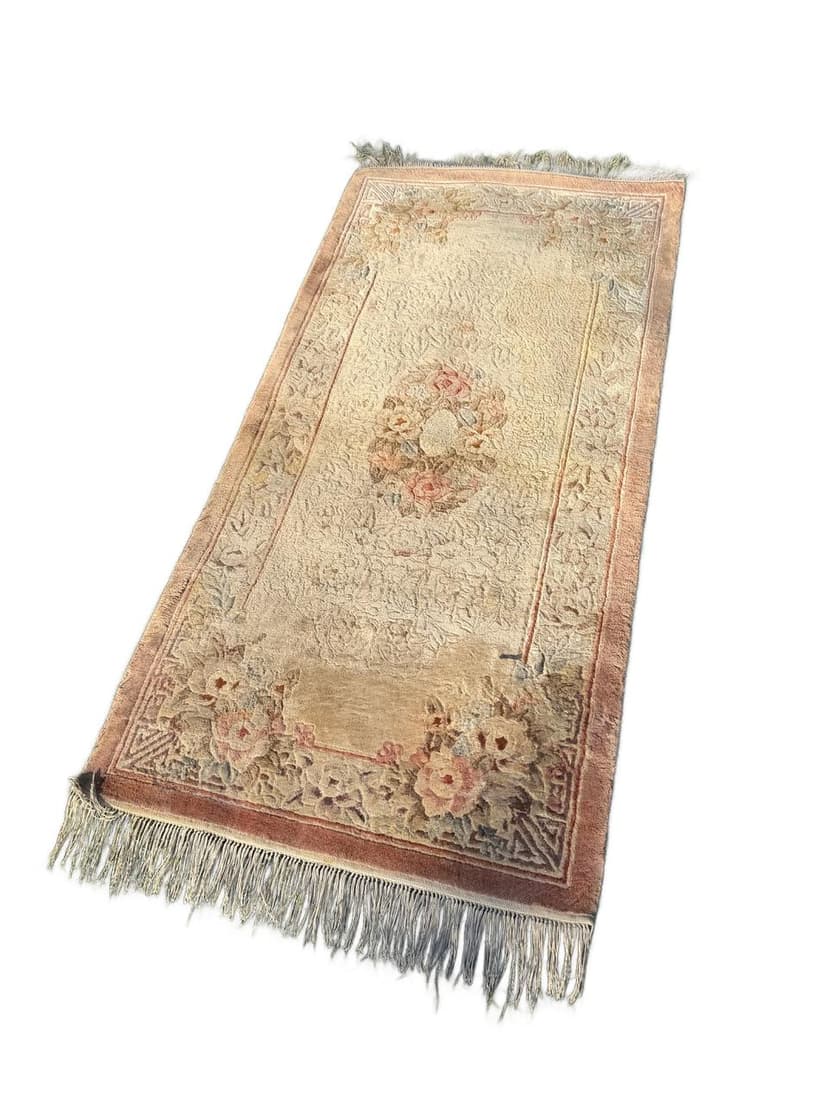 Dywan Pekiński 155x70 cm, jedwab beżowy, Chiny