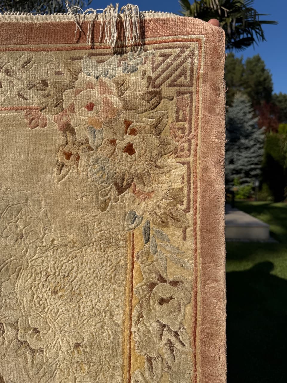 Dywan Pekiński 155x70 cm, jedwab beżowy, Chiny - 195818