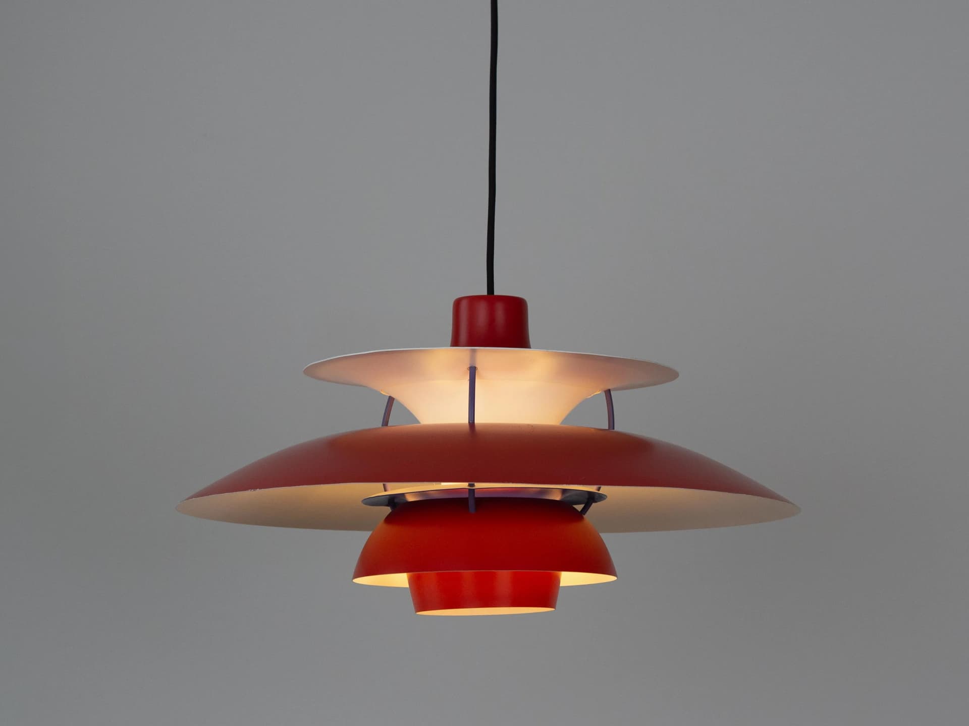Red Aluminum PH 5 Pendant Lamp, by P. Henningsen for Louis Poulsen