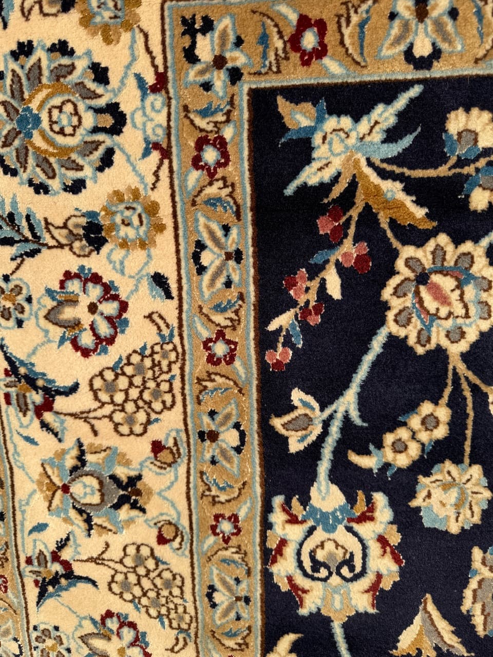 Rug Nain 200x200 cm, navy blue, wool, Iran - 195829