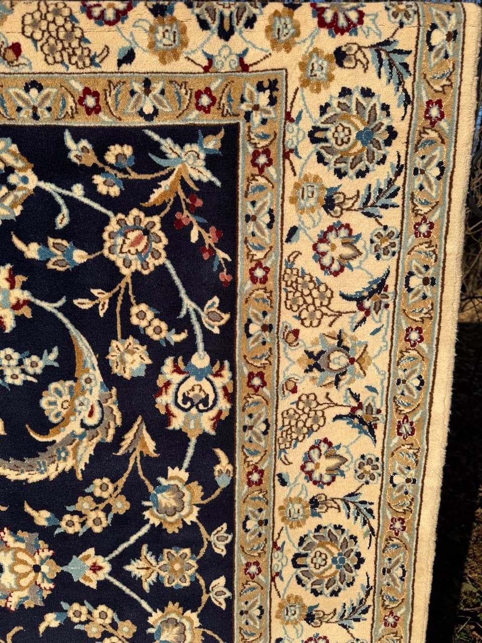 Rug Nain 200x200 cm, navy blue, wool, Iran - 195833