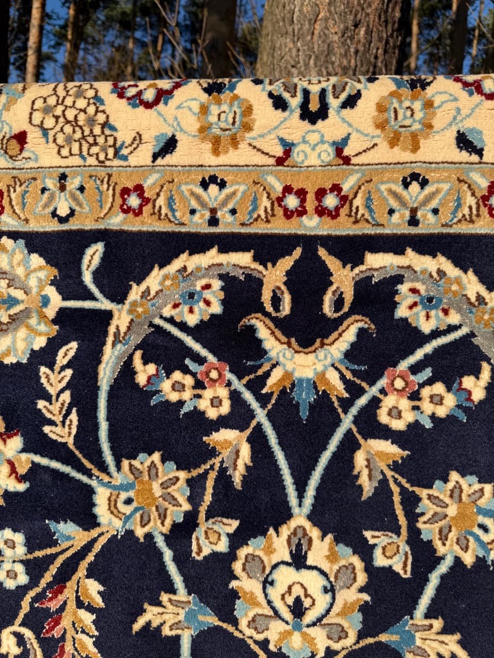 Rug Nain 200x200 cm, navy blue, wool, Iran - 195827
