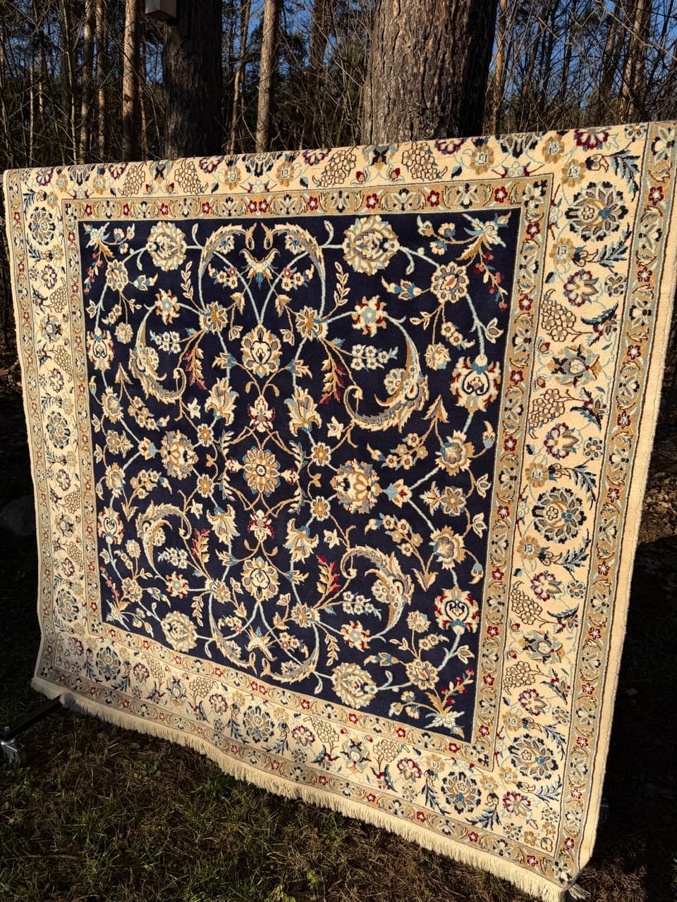 Rug Nain 200x200 cm, navy blue, wool, Iran - 195834