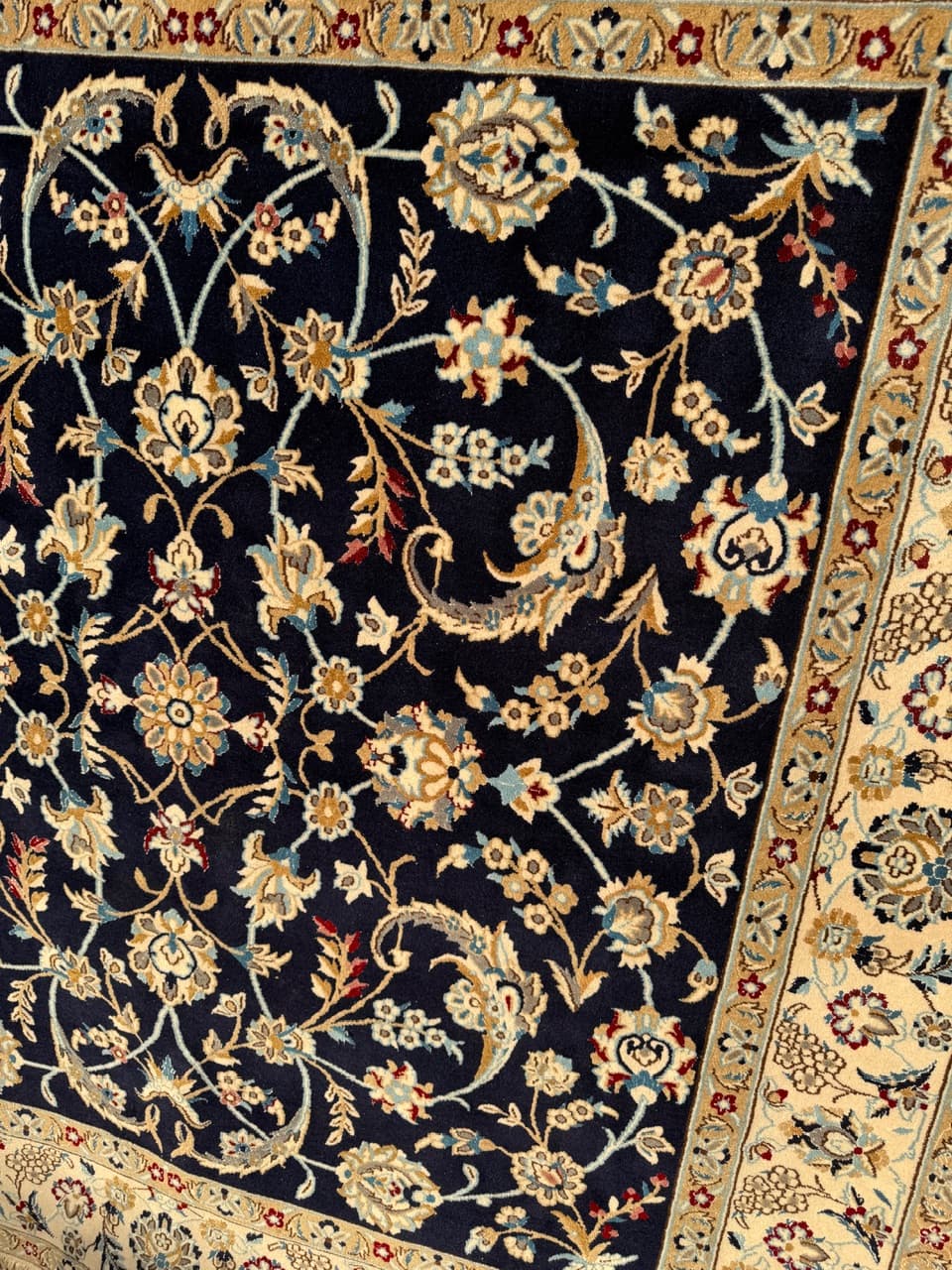 Rug Nain 200x200 cm, navy blue, wool, Iran - 195835