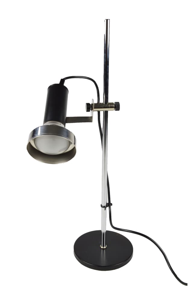 Lampa stołowa, czarny metal, lata 70. - WYMIARY