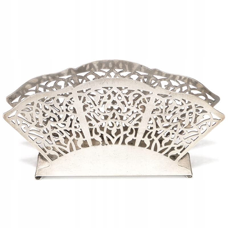 Serwetnik wachlarz, srebrny, mosiądz, Bracia Henneberg, Polska, lata 20. - 196049