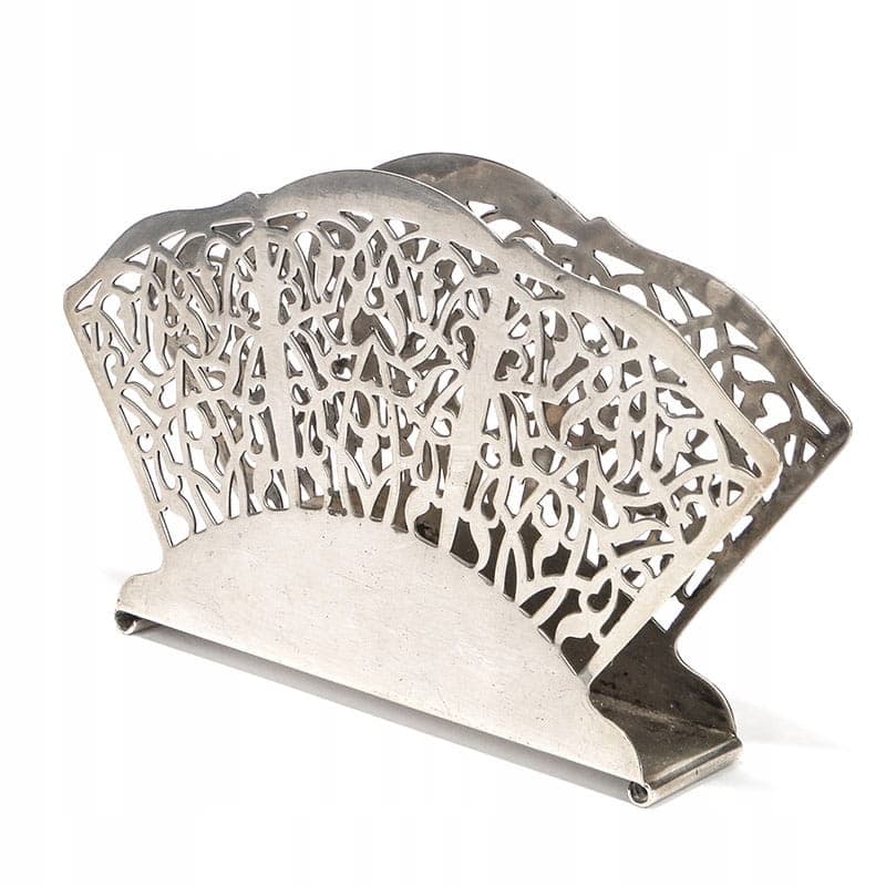 Serwetnik wachlarz, srebrny, mosiądz, Bracia Henneberg, Polska, lata 20. - 196048