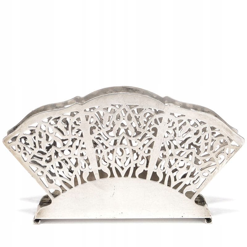 Serwetnik wachlarz, srebrny, mosiądz, Bracia Henneberg, Polska, lata 20.