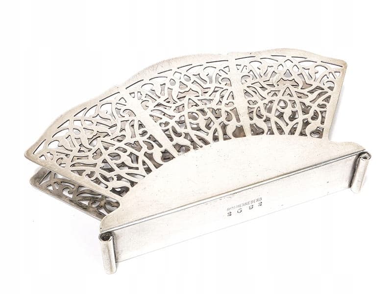 Serwetnik wachlarz, srebrny, mosiądz, Bracia Henneberg, Polska, lata 20. - 196050