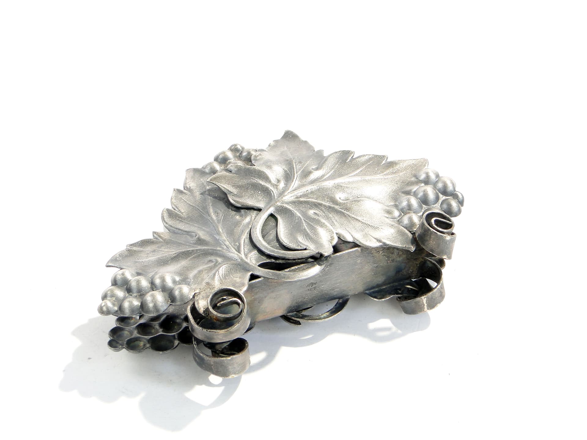 Napkin Holder, grape motif, silver metal, Poland, 1950s. - 196086
