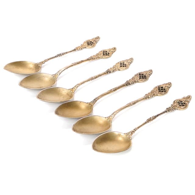 Set of coffee spoons, Rococo, gilded silver, Prussia, Germany, 19th c. - DIMENSION