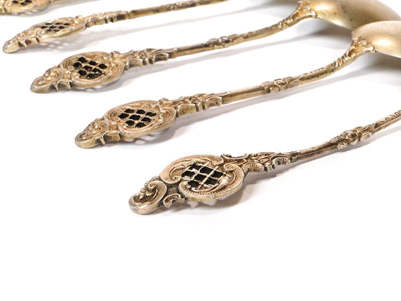 Set of coffee spoons, Rococo, gilded silver, Prussia, Germany, 19th c. - 196169