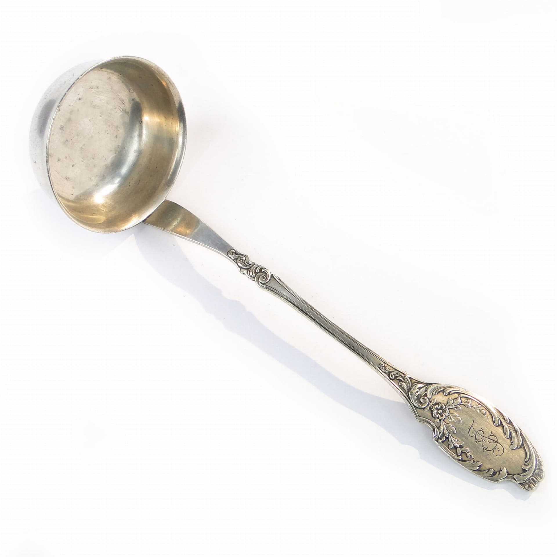 Łyżka wazowa, srebro, mosiądz, Bracia Henneberg, Polska, lata 20.