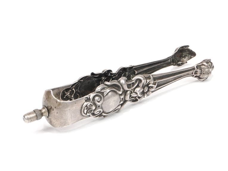 Szczypce do cukru Rococo Revival, srebro, Francja, XIX w.