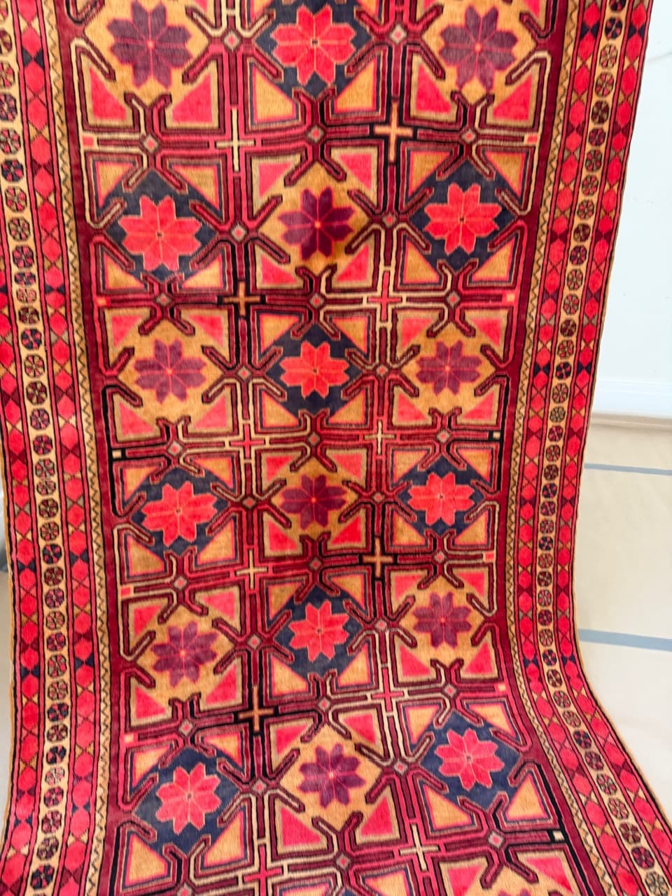 Chodnik Hamadan 310x145 cm, czerwony, wełna, Iran - 196350