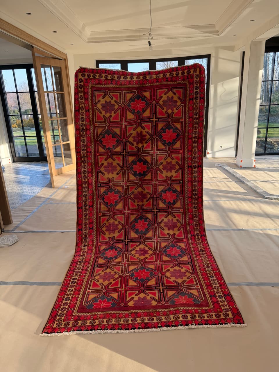 Chodnik Hamadan 310x145 cm, czerwony, wełna, Iran - 196353