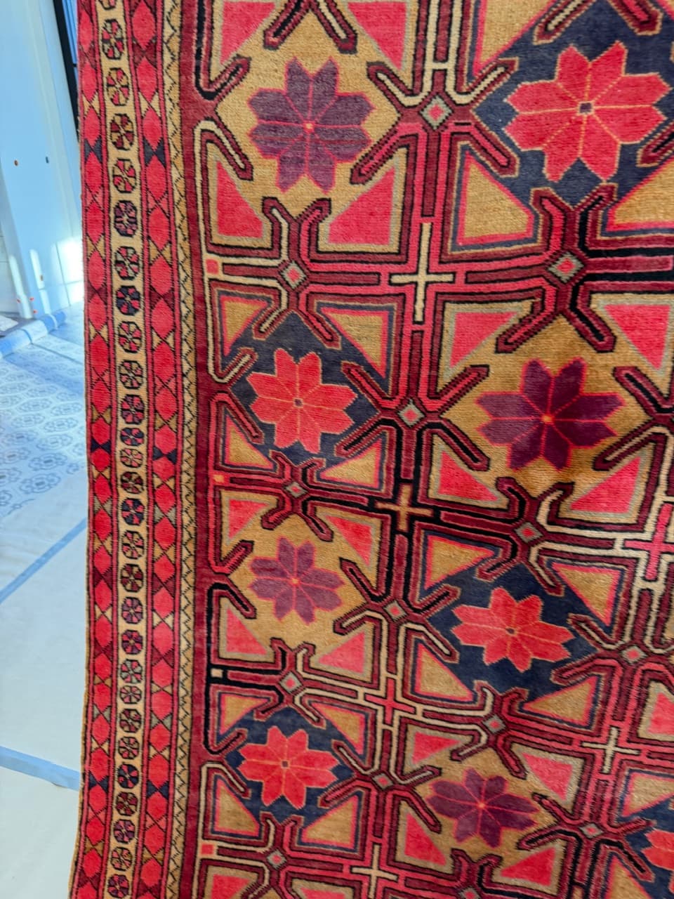 Chodnik Hamadan 310x145 cm, czerwony, wełna, Iran - 196361