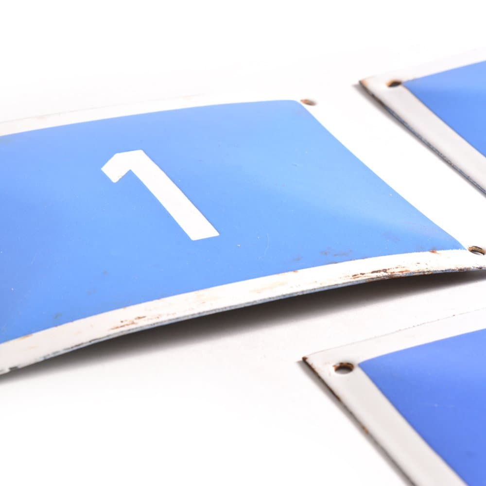 Zestaw tabliczek emaliowanych, niebieski, metal, Czechosłowacja, lata 50. - 196439