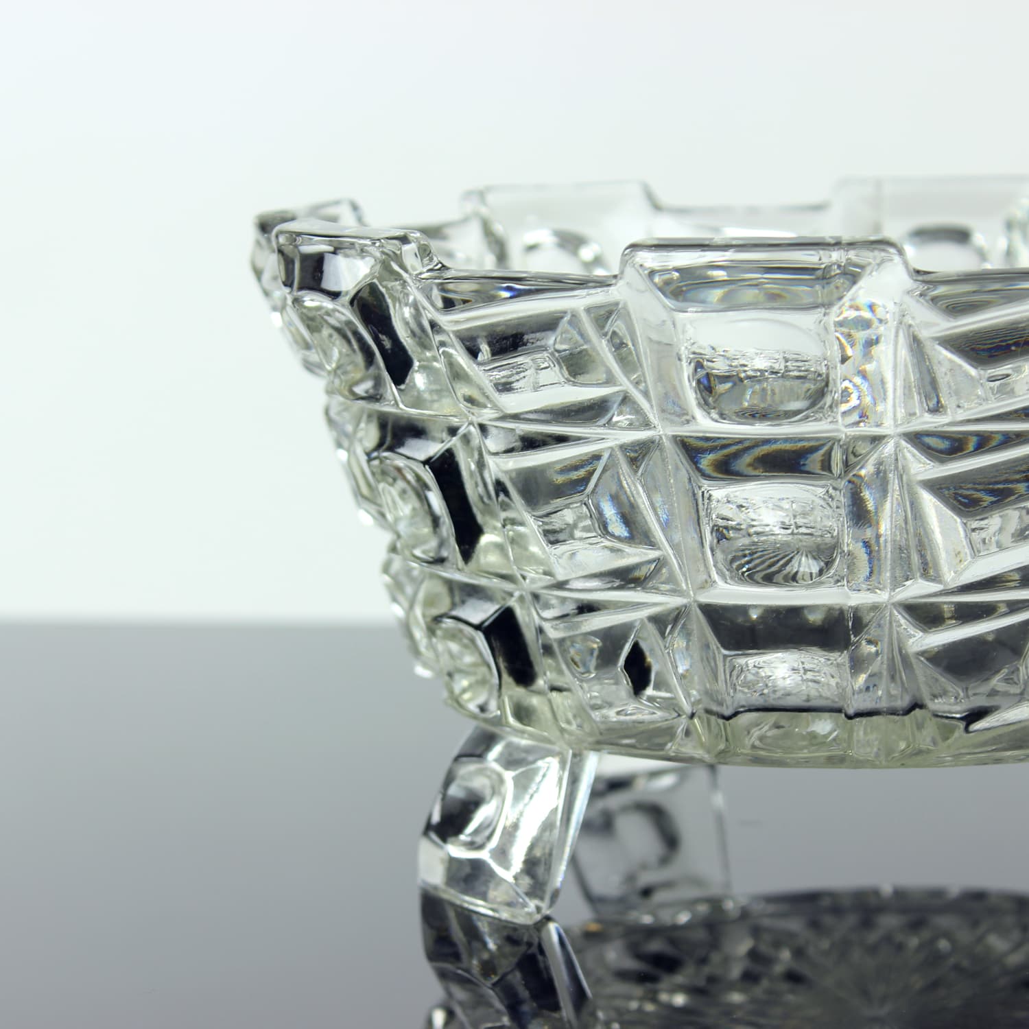 Set of Two Art Deco Bowls, transparent glass, Libochovice, Czechoslovakia, 1930s. - 196473