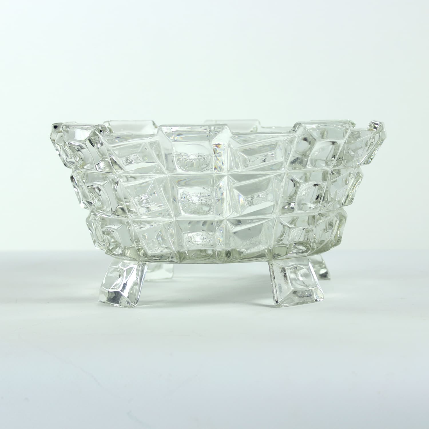 Set of Two Art Deco Bowls, transparent glass, Libochovice, Czechoslovakia, 1930s. - 196469