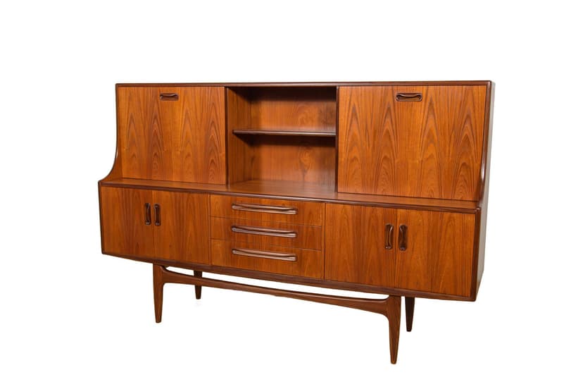 Komoda, teak brązowy jasny, proj. V. Wilkins, G-Plan, Wielka Brytania, lata 60.