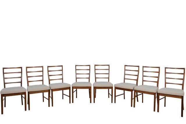 Komplet ośmiu krzeseł, teak, tapicerka beżowa, McIntosh, Wielka Brytania, lata 60. - WYMIARY