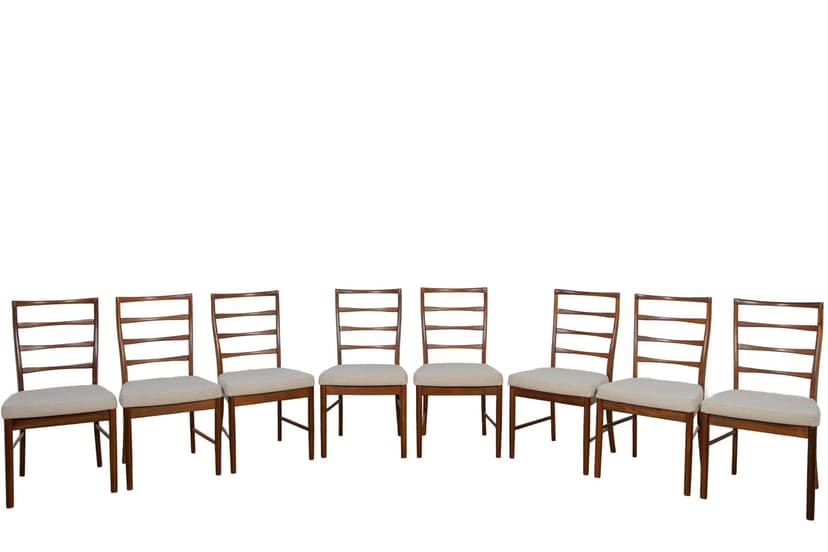 Komplet ośmiu krzeseł, teak, tapicerka beżowa, McIntosh, Wielka Brytania, lata 60.
