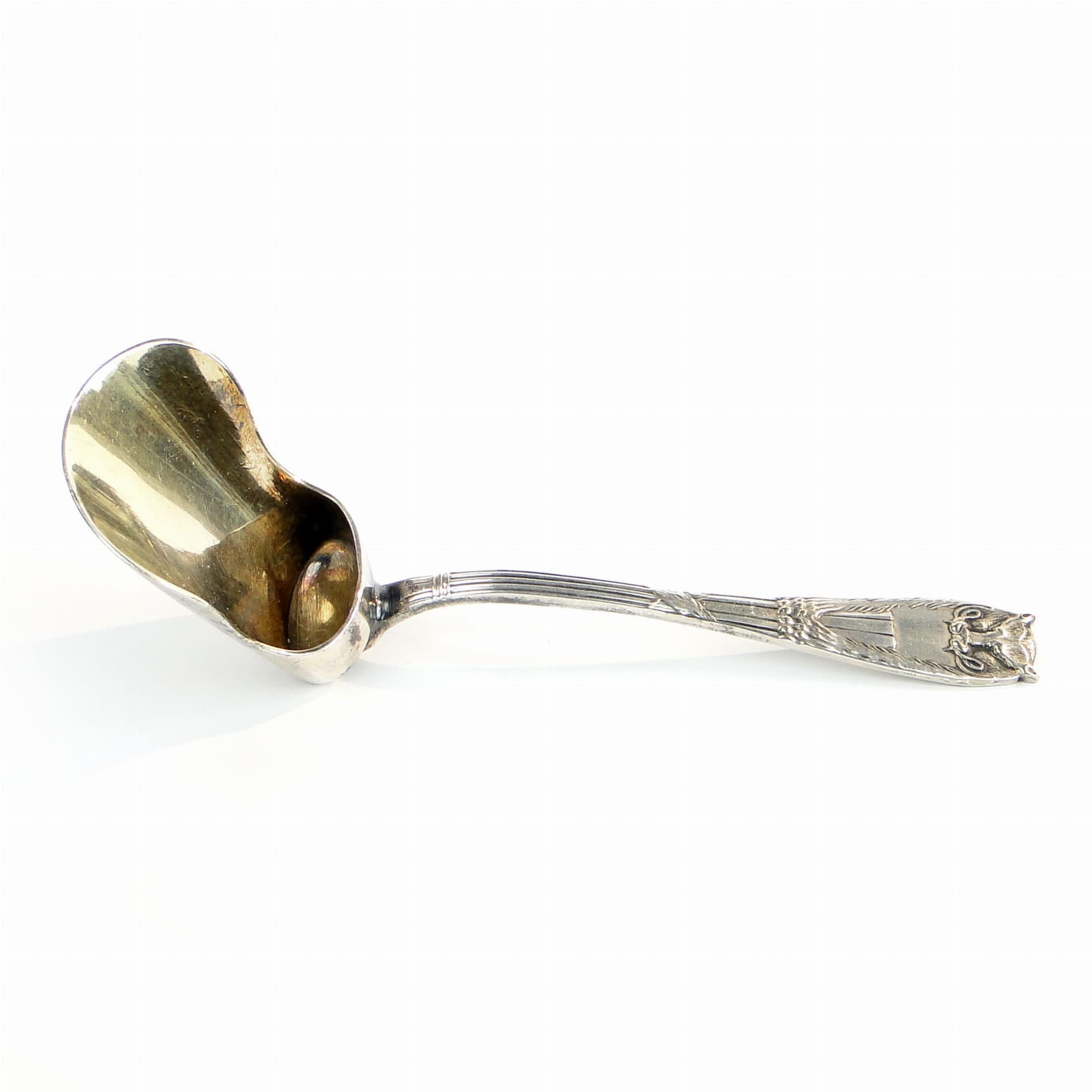 Sugar spoon Egipski, silver-plated brass, Fraget, Poland, early 20th c.