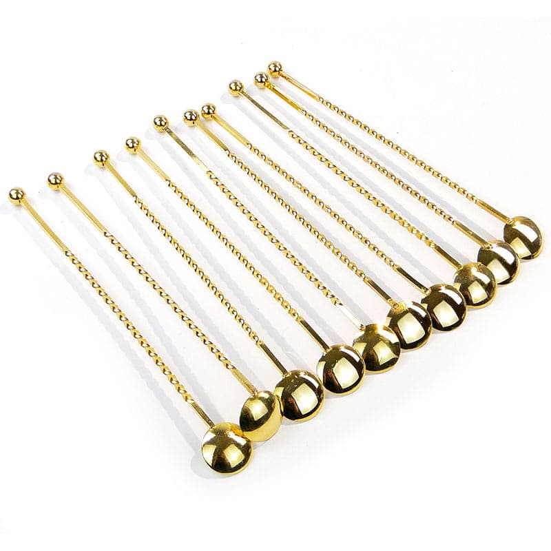 Komplet łyżeczek koktajlowych New Look, złoty, metal, Francja, lata 70. - 196563