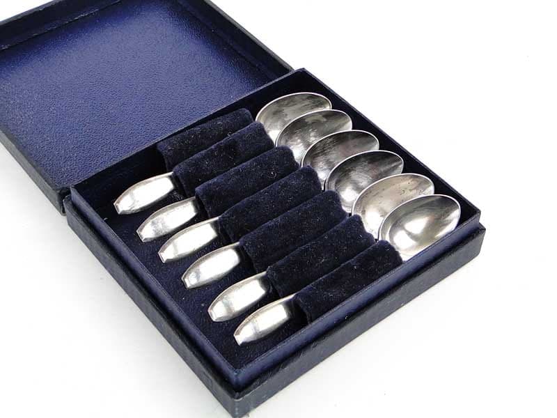 Komplet łyżeczek do mokki, srebro, mosiądz, Fraget, Polska, lata 40. - 196700