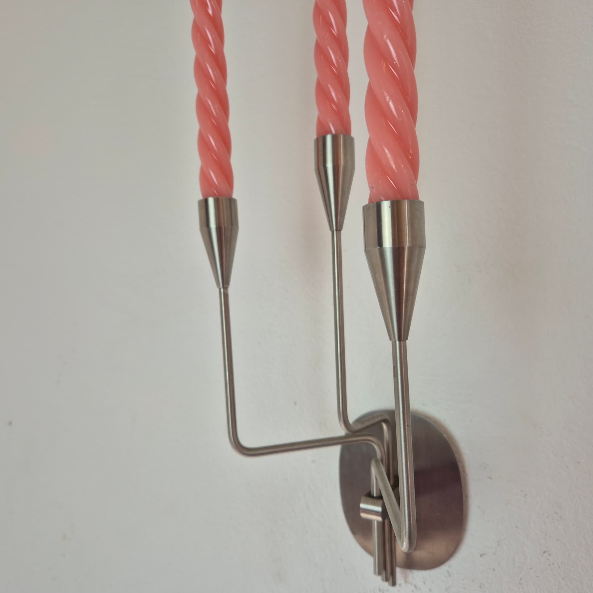 Świecznik ścienny Orion, stal nierdzewna srebrny, proj. P. Hein, Dania, XXI w. - 196960