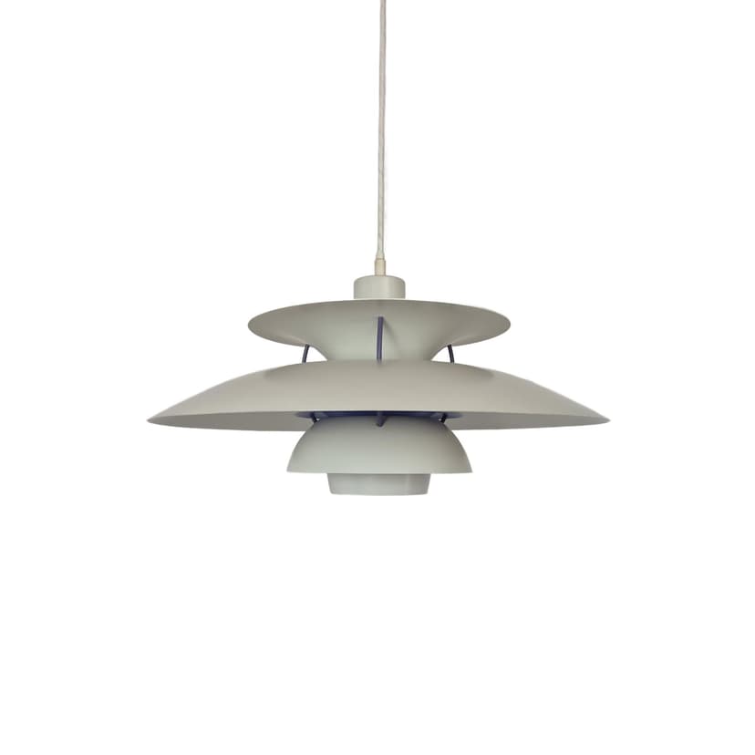 Lampa wisząca PH 5, metal szary, proj. P. Henningsen, Louis Poulsen, Dania, lata 80.