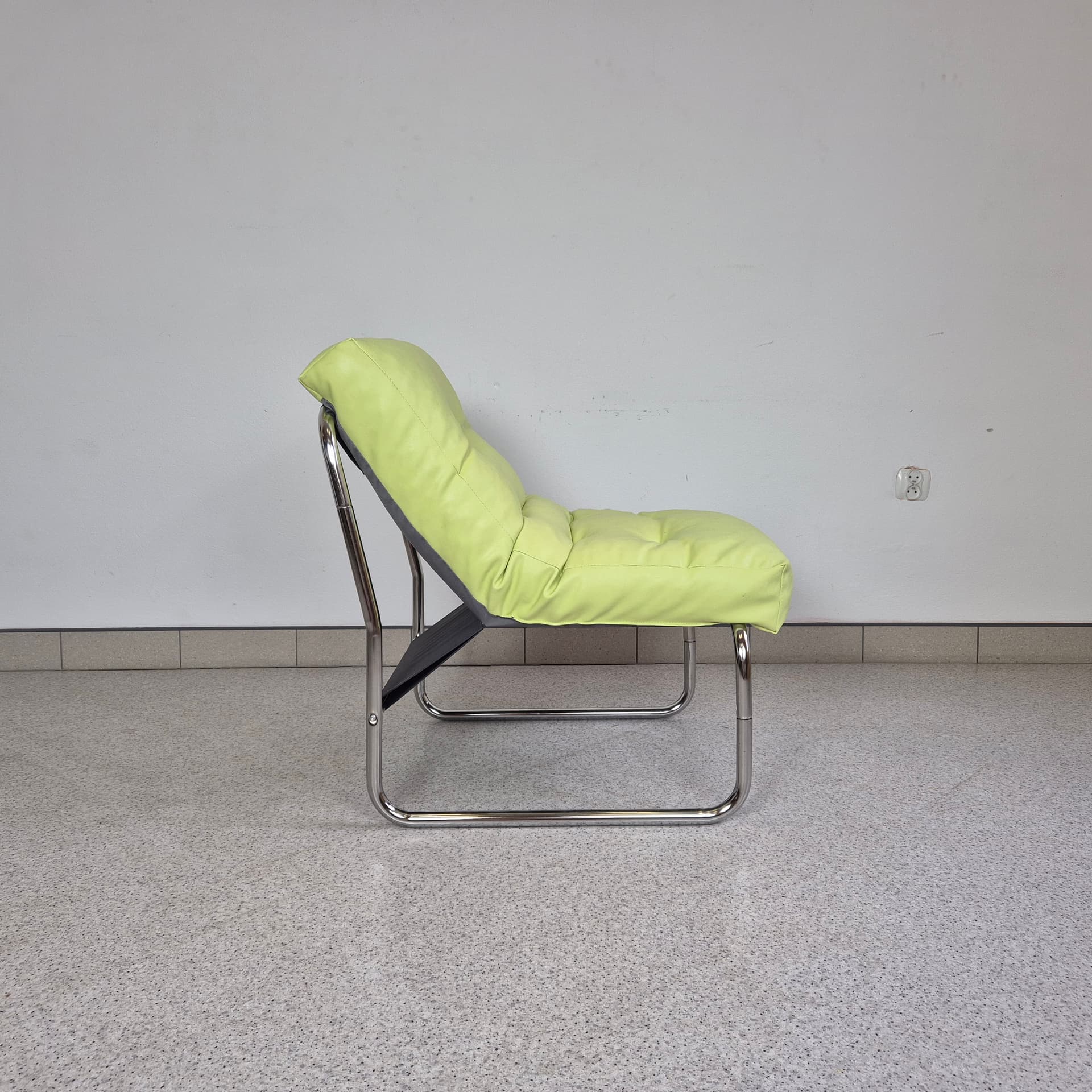 Armchair Pixi, green, fabric chrome, by G. Lundgren, Ikea, Sweden, 1970s. - 197022
